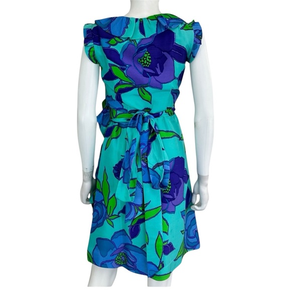 Kate Spade 100% Silk Blue Floral Wrap Dress Size M - Picture 3 of 8